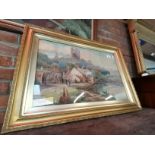 Oil on canvas of knaresborough Yorkshire signed M E Fairbank 1917 75cm x 55cm