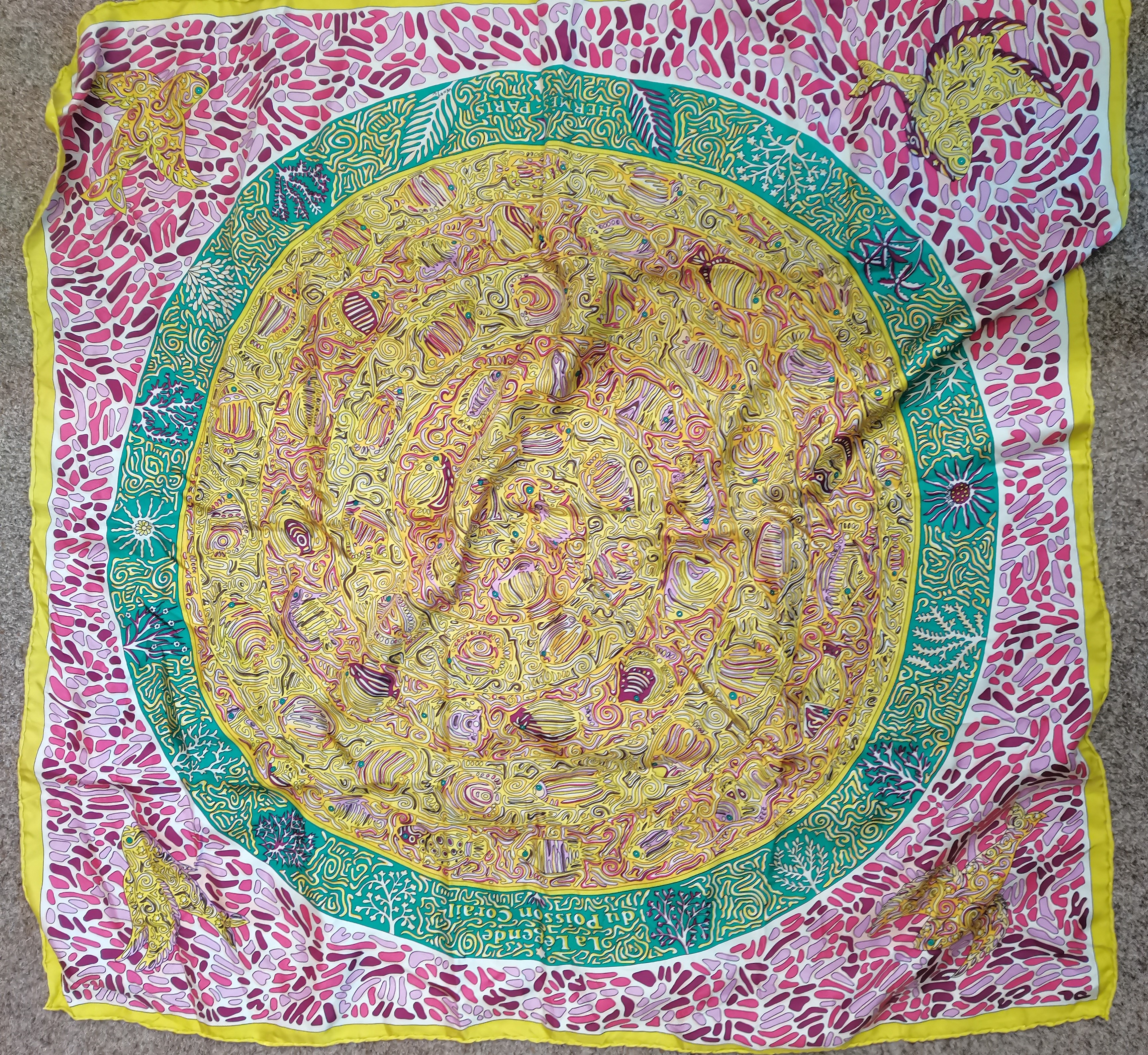 Genuine Hermes 100% silk scarf. Rare Hermes vintage silk scarf in very good condition. Design is