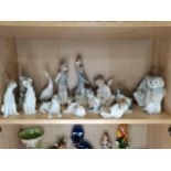 13 x Lladro and Nao pieces plus 2 x Casades clown