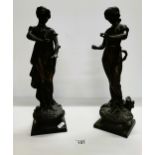 A pair of Spelter figures H43cm - Good condition