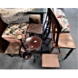 Misc. items incl 3 x dining chairs, foot stools, side tables etc