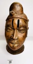 A large Benin Bronze head figure 40cm high approx 7kg