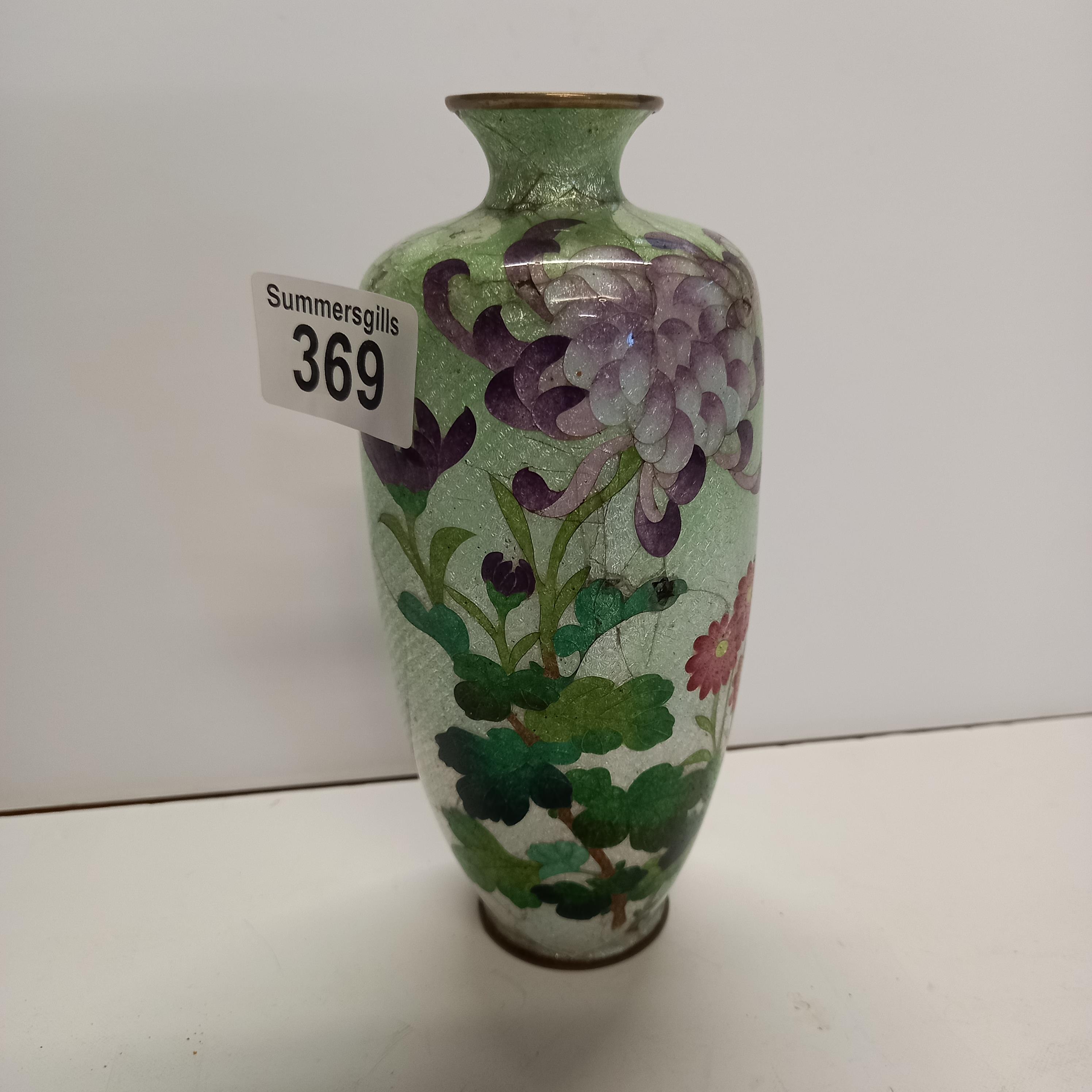 Cloisonne vase with flower design 18cm height (A/F - Image 3 of 3