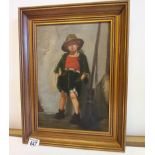 Framed picture of a boy signed C.H.Conkeaton