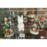 x9 Goebel/Hummel figures plus Sylvac Rabbit