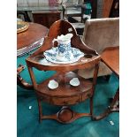 Antique corner washstand with jug and bowl set