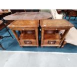 Pair of Walnut bedside tables with tea shelf