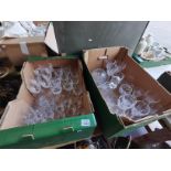 2 x boxes of cut glass - wine glasses, decanter, jug , tumblers etc