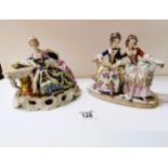 x2 antique porcelain figurines - some restoration carried out