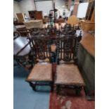 Set of 6 oak barley twist rush seated dining chairs