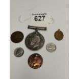 Medal 1918 plus various old coins