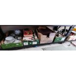 4 x boxes misc. items incl Boxed Ringtons Centenary tea pot, books etc
