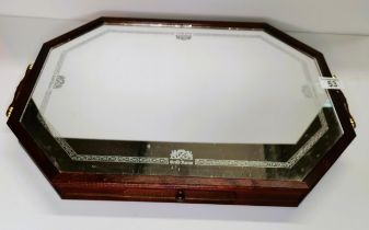 Oak tray with drawer and mirrored top - good condition