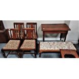 4 x dining chairs, fold over side table and large footstool