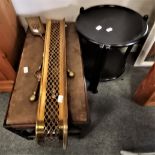 Misc items incl Brass Curb, stool, table etc