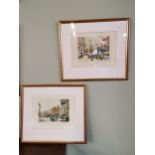 2 x Vintage Paris watercolours