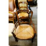 x2 French Reed seated hall chairs