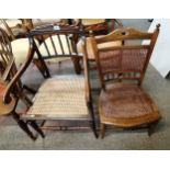 Antique mahogany and basket weave arm chair good condition