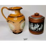 Doulton jug plus a tobacco jar with lid