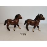 x2 Beswick ponies