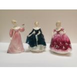 X2 Coalport ladies and x1 Royal Doulton lady Janine.