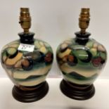 Pair of Moorcroft lamps 25cm ex condition