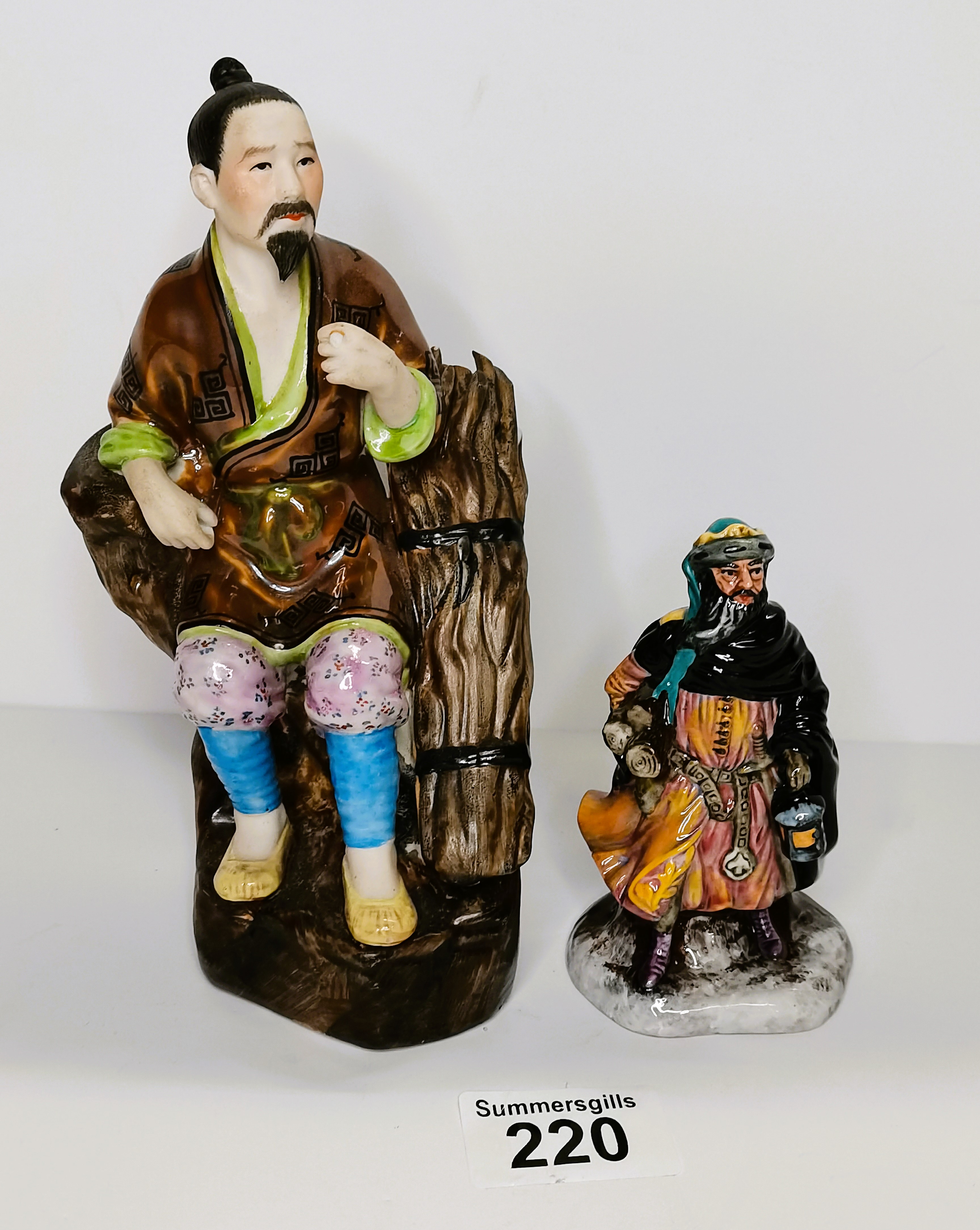 Royal DoultonGood King Wencelas plus Chinese figure of log carrier 19cm slight damage on sticks