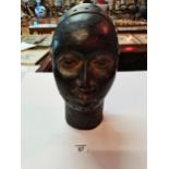 An Antique Benin bronze head go good proportions 37cm and approx 7.5kg