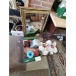2 x boxes misc. items incl Doulton tea set, wall mirror, glassware etc