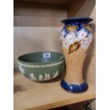 Doulton vase and Green Wedgewood bowl