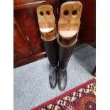 Pair of vintage black leather riding boots