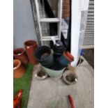 3 x stone garden pots