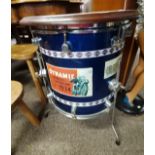 Harley Davison floor drum themed Mahogany table H68cm x D50cm