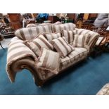 Quality cream and gold stripped 2 seater sofa with gold gilt wood frame