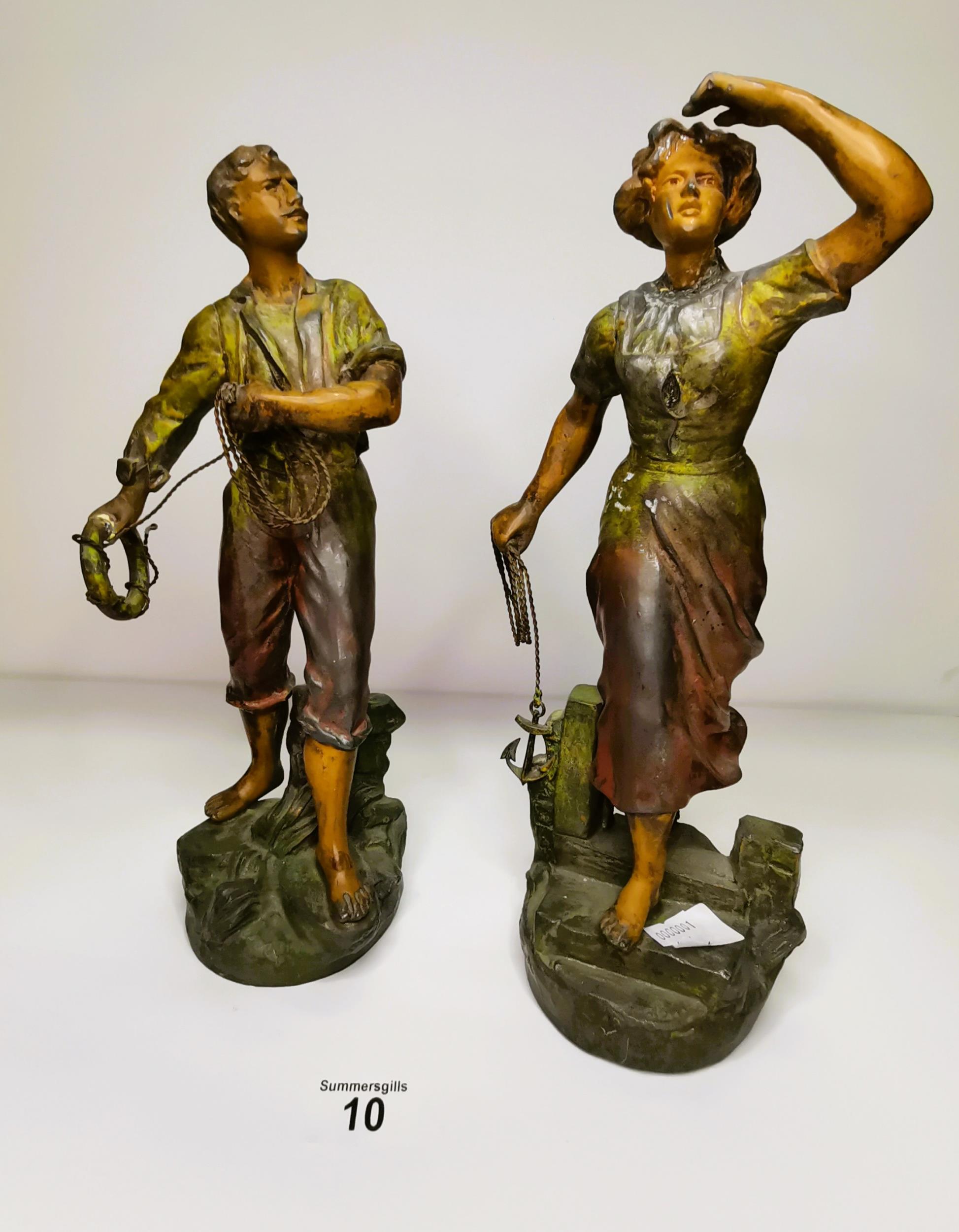 x2 Spelter Figures 'CH Ruchos' - Image 2 of 2