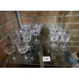 X4 Etched crystal wine glasses and x4 Etched crystal champagne glasses plus