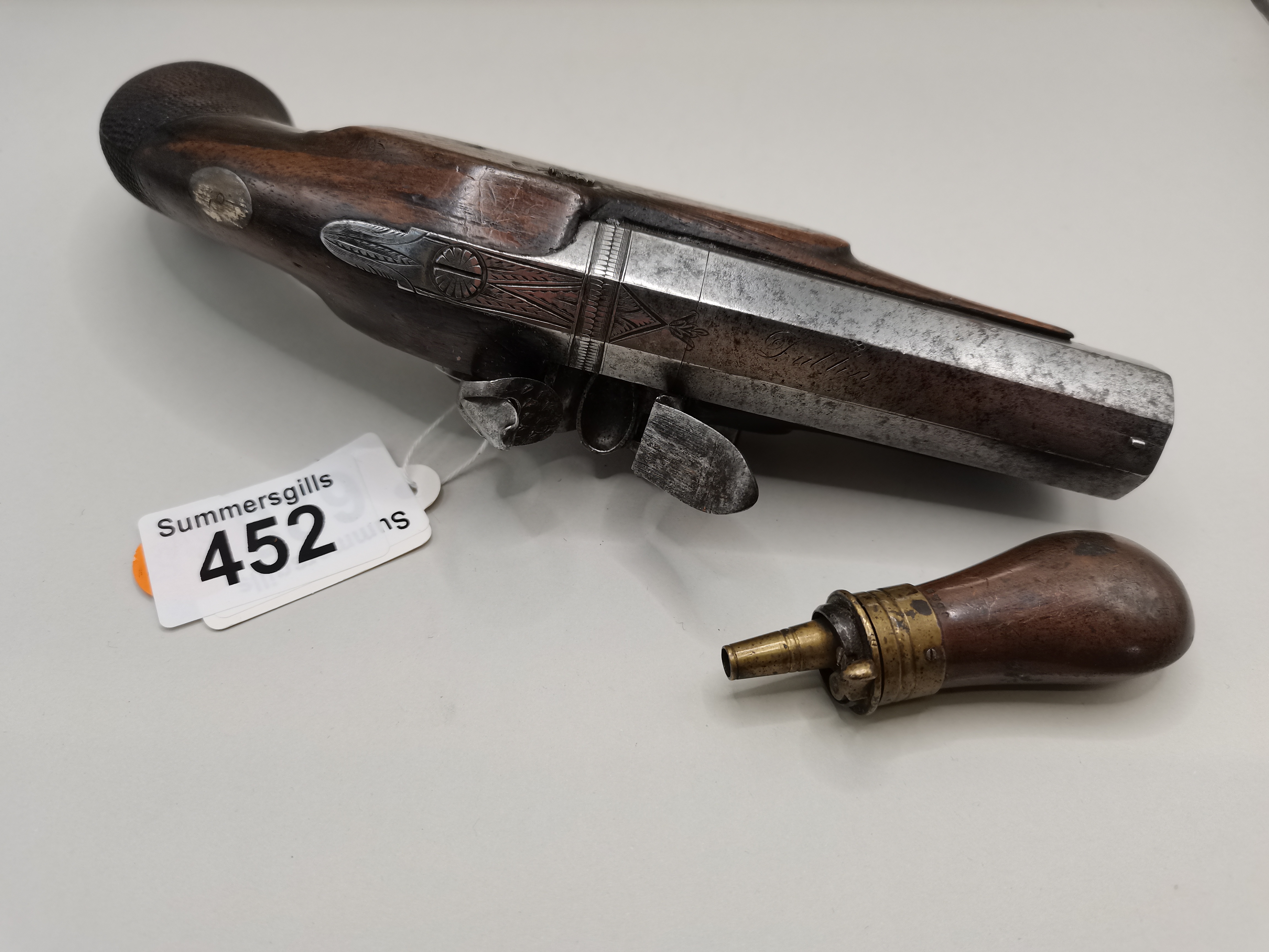 Early Kavanagh pistol with powder flask ( working - Image 2 of 3