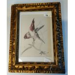 A framed drawing of 2 Songbirds by signed Honoré CAMOS 1906-1991