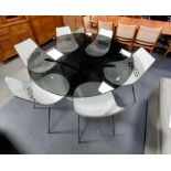 Italian Calligarias Glass round dining table and 6 chairs
