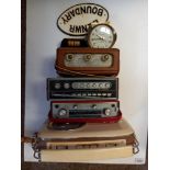4 Old Radios and A cast Iron Railway Sign "L&NWR Boundary