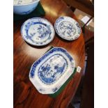 x3 blue and white Chinese plates