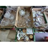 4 x boxes glass vases, retro glassware, tea sets, plates etc