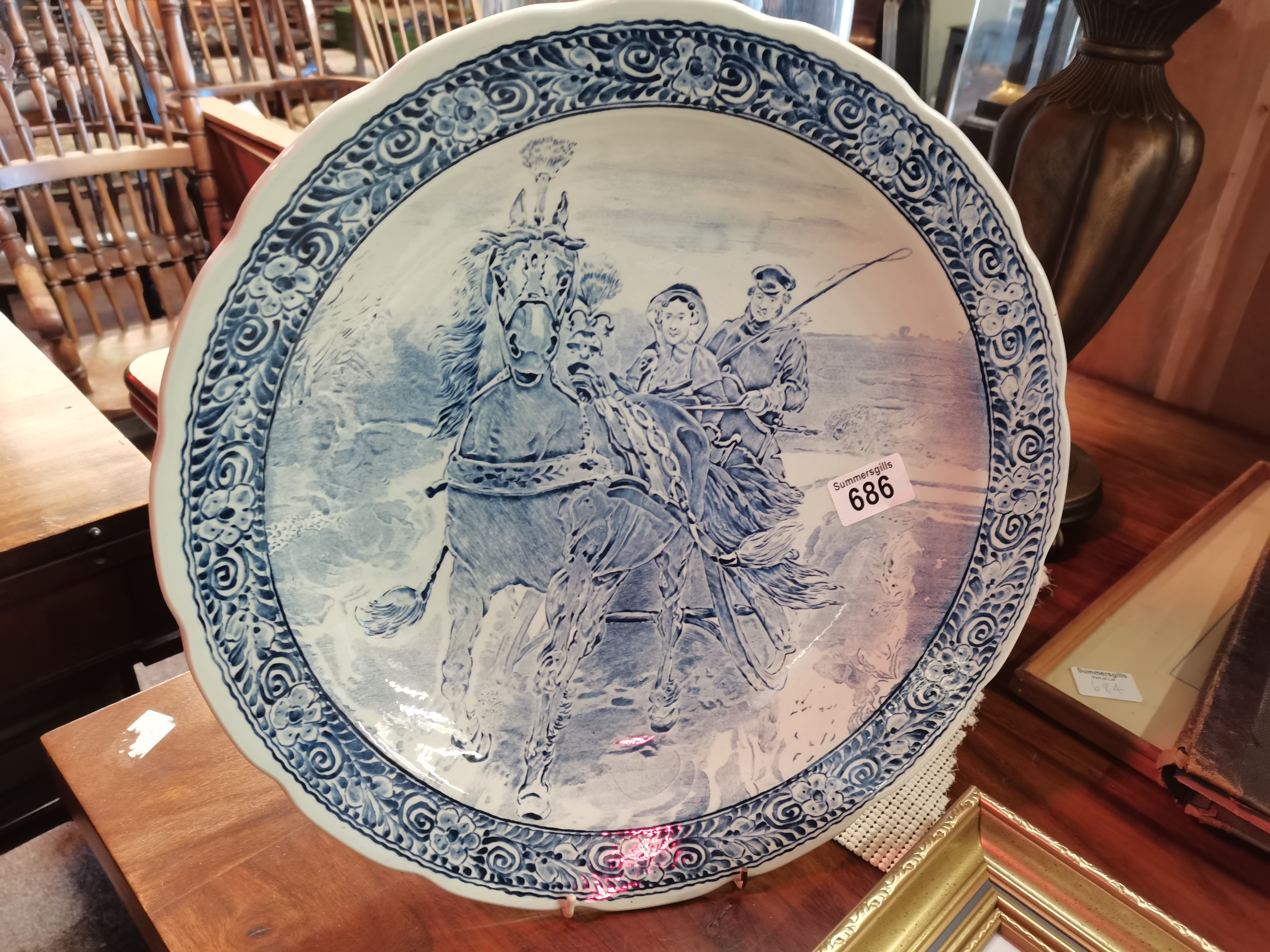 Delft blue and white charger 38cm ex condition