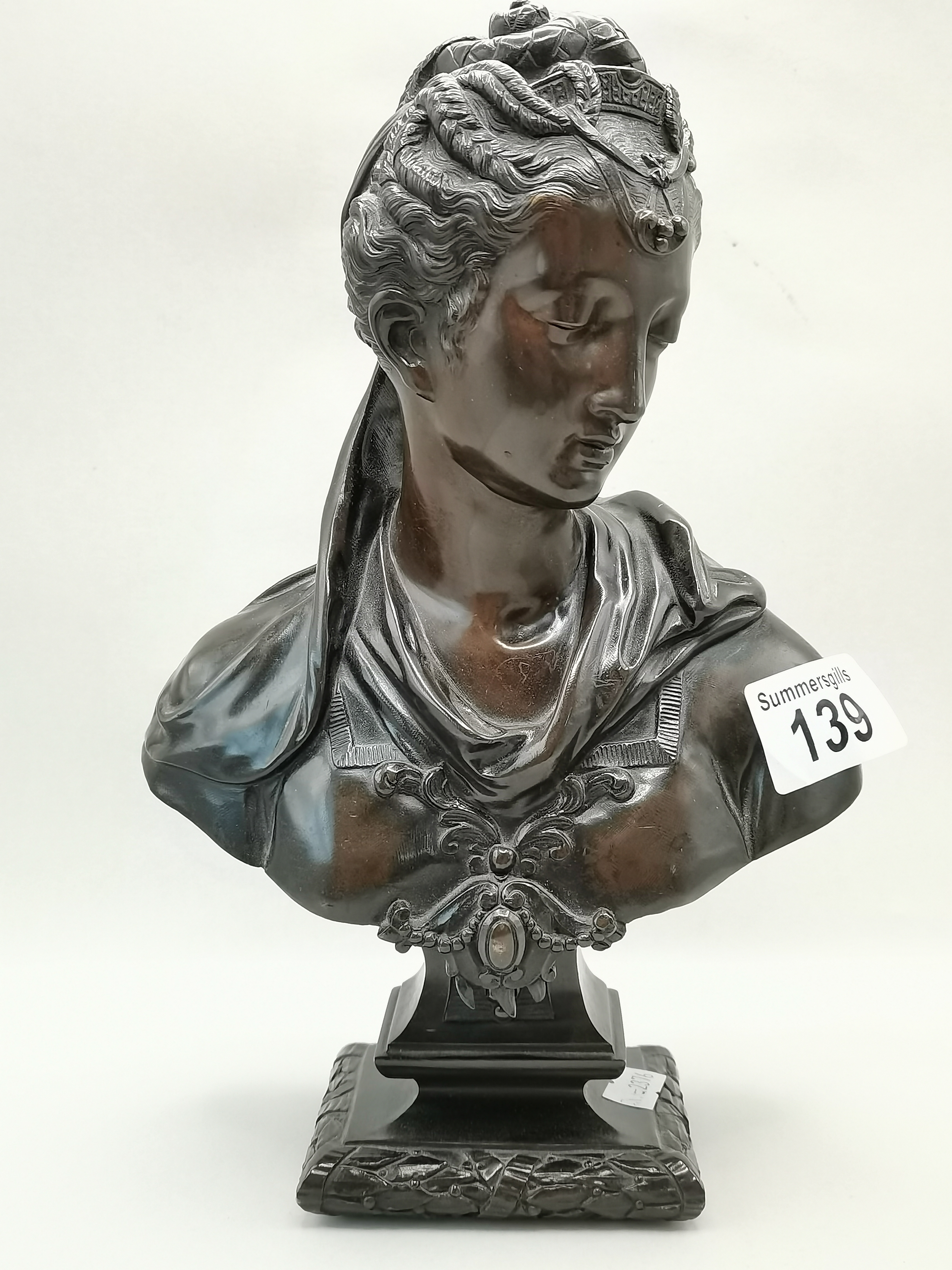 A Bronze Bust of a lady 27cm high