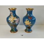 A Pair of Cloisonné vases H27cm