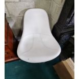 Retro Cream leather swivel chair on chrome base