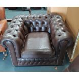Brown leather Chesterfield Armchair