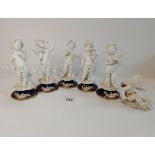 A set of Ciche Porcelain Milan Italy White Cherub Figurines