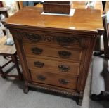 Victorian mahogany chest with carved decoration