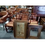 X10 various dining chairs plus 3 framed prints and a mirror